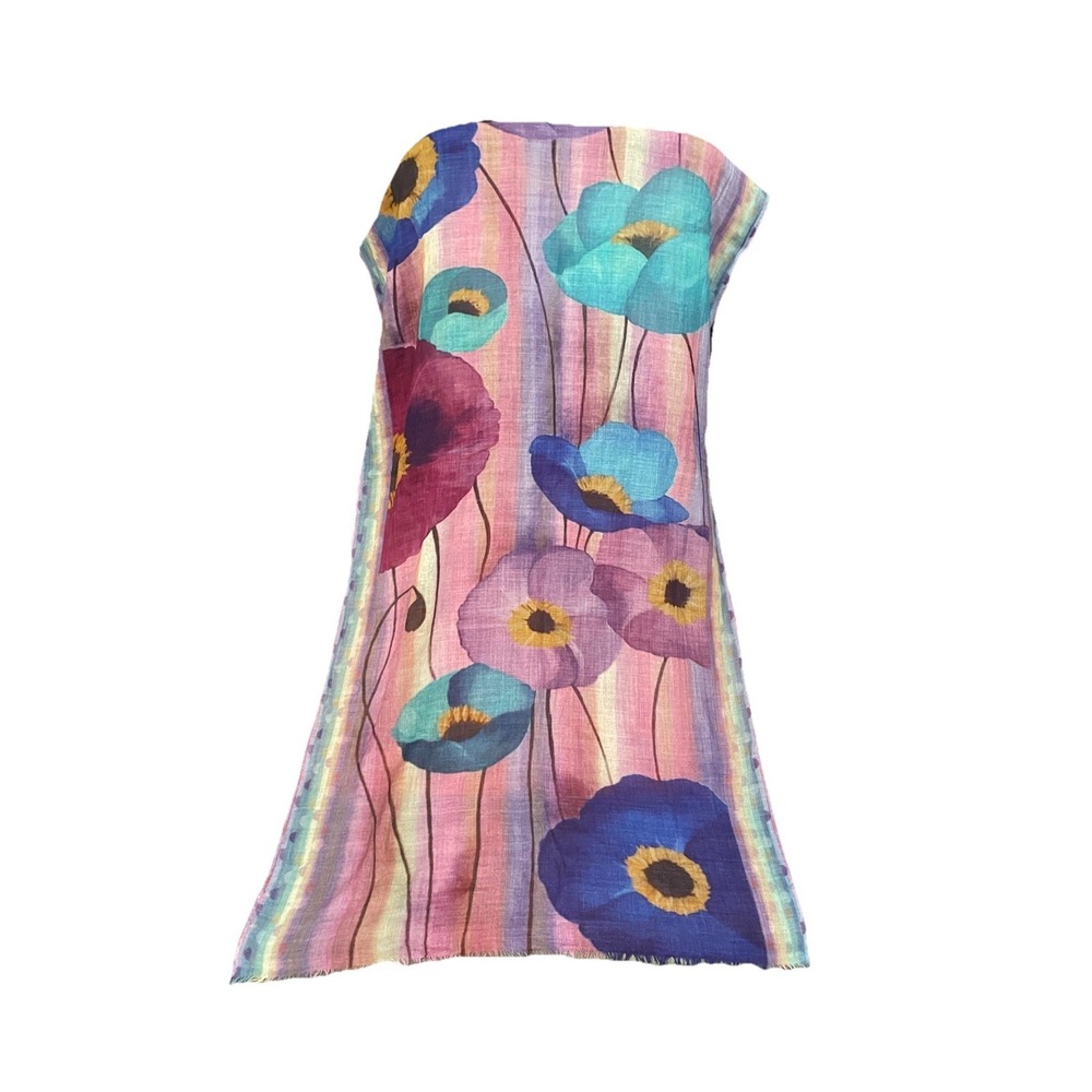 Davide Cenci‎ Large Floral Woman's Scarf Shawl Old Money Quiet Luxury Occasion